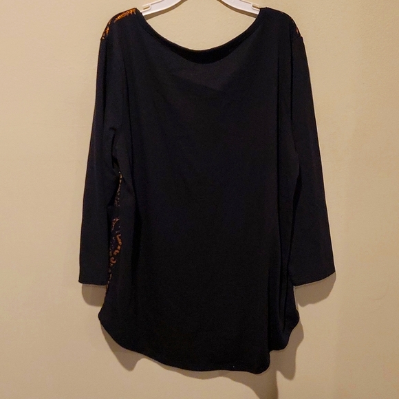 ❤️ LUCKY BRAND METALLIC PRINT 3/4 SLEEVE BOHO TOP, XL - Picture 5 of 5